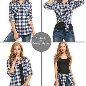 Hufcor Boyfriend Plaid Roll Up Sleeve Button Down